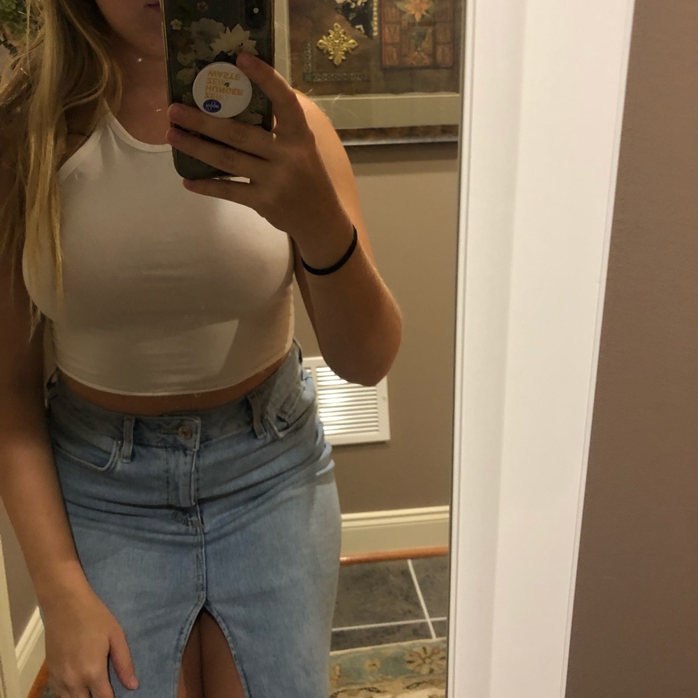 White Halter Crop Top